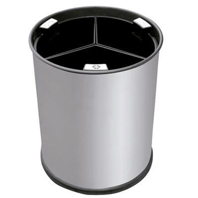 Papelera Triselectiva Inox Satinado Cubos Negros 3X3.3L